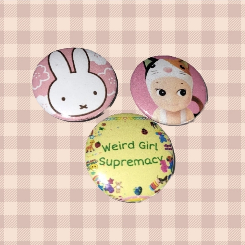 Handmade Weird Girl Button Set
